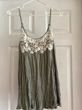 mittoshop Olive Crochet Yoke Tank